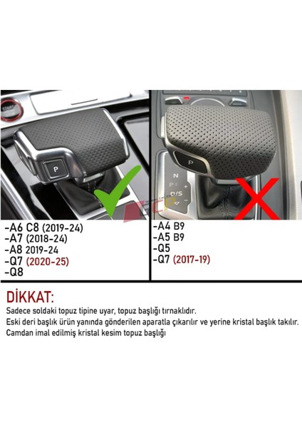 Audi Kristal Vites Topuzu Başlığı Audi Logolu Q7 Q8 A6 A7 A8 Uyumlu