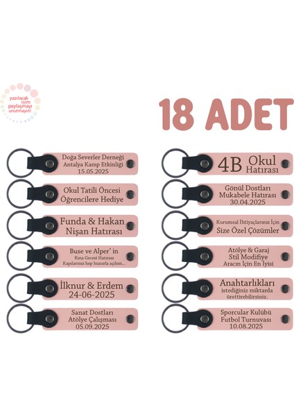 Öğrencilerine Teşekkür Etmek Isteyen Öğretmen Için, 18’li Set, Kişiye Özel Deri Anahtarlık, Pudra