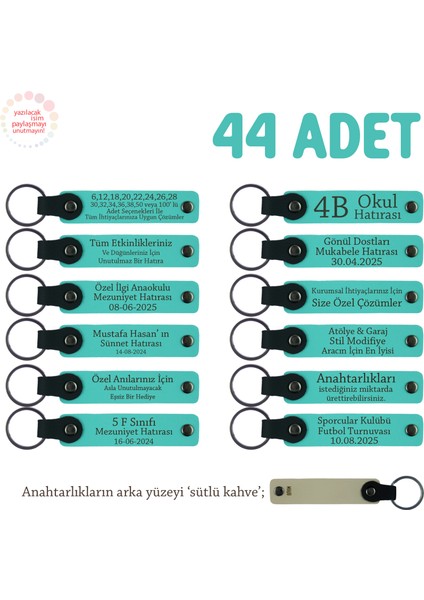 Yoga Eğitimi Sonunda Katılımcılara 44'lü Set, Kişisel Hatıra Deri Anahtarlık, Turkuaz & Sütlü Kahve
