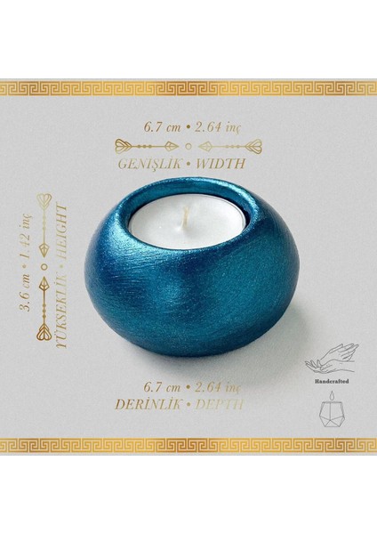 Deniz Mavisi 3'lü Mumluk ve Taşlı Sunum Tepsisi Seti fiyatları