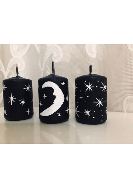 Şık Siyah Mat Varaklı Kısa Bar Mum Serisi, 2023 Tasarımı