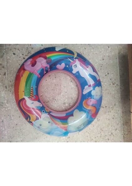 Unicorn Desenli, Şişme Deniz Havuz Simidi, 4-7 Yaş Uygun, 60 Cm, Eğlence Dolu Yaz Keyfi