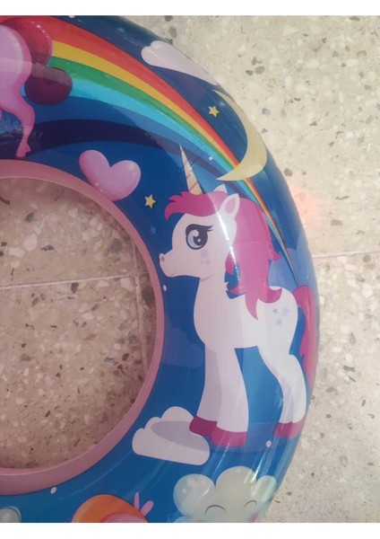 Unicorn Desenli, Şişme Deniz Havuz Simidi, 4-7 Yaş Uygun, 60 Cm, Eğlence Dolu Yaz Keyfi fırsatları