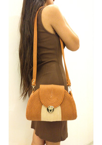 Tasarım Kadın Kol ve Omuz Çantası Yıkanabilir Kordon Ip Çanta