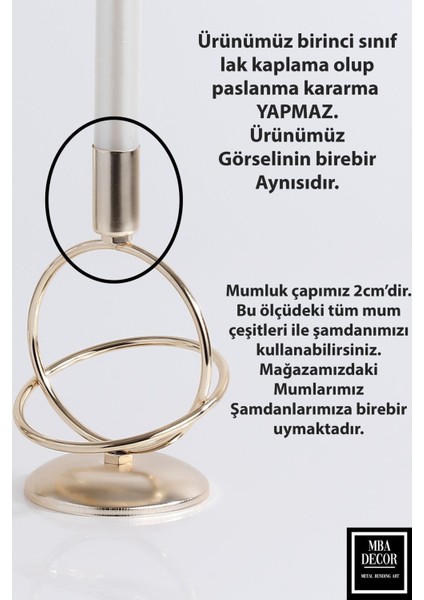 Altın Kaplama Metal Mumluk, Dekoratif ve Şık, 15-10 Cm, Paslanmaz Demir modelleri