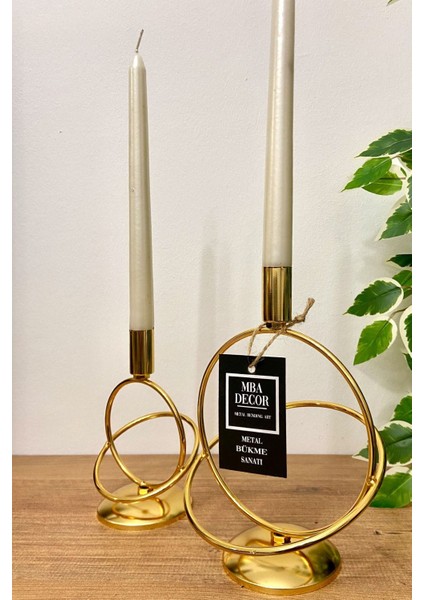Altın Kaplama Metal Mumluk, Dekoratif ve Şık, 15-10 Cm, Paslanmaz Demir indirimleri