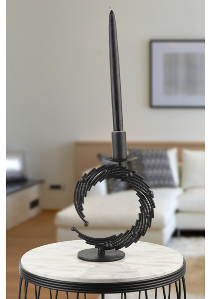 Şık Siyah Mumluk, Dekoratif ve Modern Tasarım, Ev ve Ofis Için Ideal