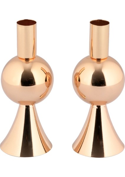 Altın Renkli 2'li Metal Şamdan Seti, Dekoratif Mumluk, Şık ve Zarif Tasarım fırsatları