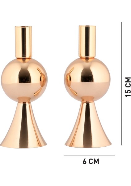 Altın Renkli 2'li Metal Şamdan Seti, Dekoratif Mumluk, Şık ve Zarif Tasarım indirimleri