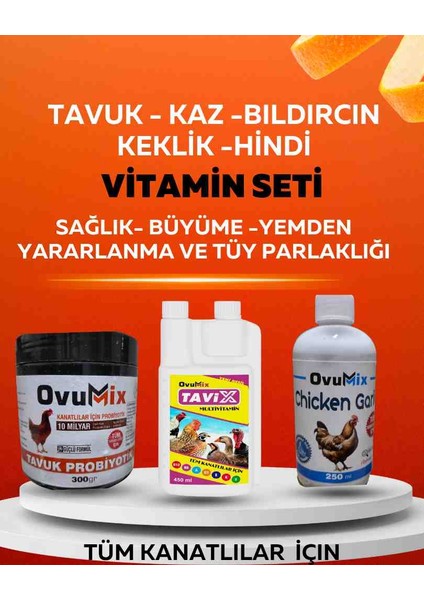 Tavuk -Kaz - Bıldırcın- Keklik -Hindi Icin Vitamin Seti ( Saglik -Büyüme-Tüy Parlaklığı Için ) Büyük Boy