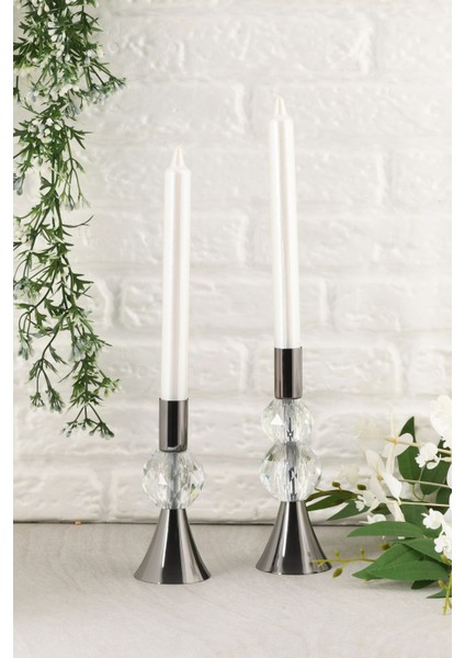 Şeffaf Kristal Taş Dekorlu 2'li Mumluk, Şık ve Zarif Ev Dekorasyonu fiyatları