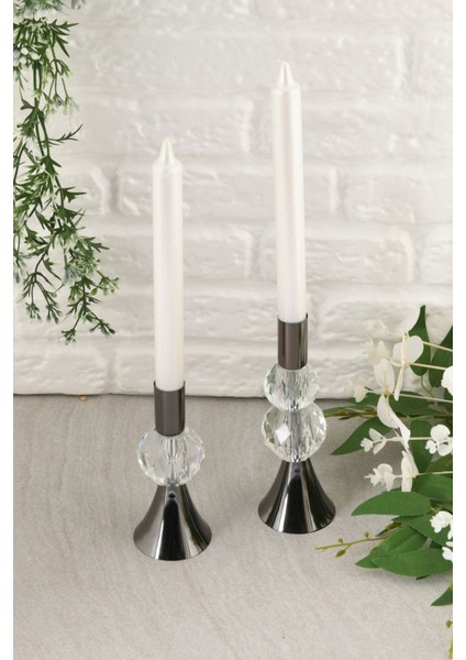 Şeffaf Kristal Taş Dekorlu 2'li Mumluk, Şık ve Zarif Ev Dekorasyonu modelleri