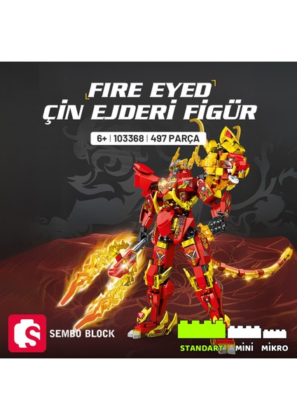 Fire Eyed Çin Ejderi Figür Yapı Bloğu Seti 497 Parça