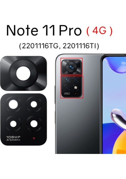 Xiaomi Redmi Note 11 Pro Arka Kamera Camı Lens Yapışkanlı