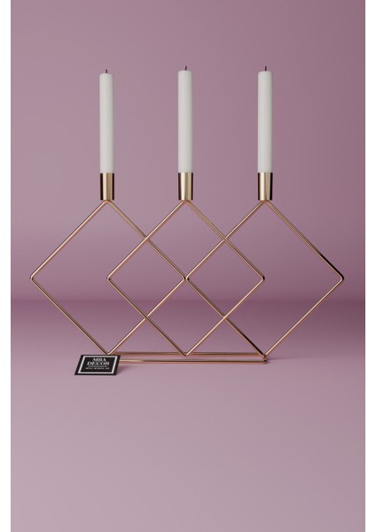 Altın Renkli Çift Prizmalı Masa Şamdan 48CM, Şık ve Dekoratif Mumluk fiyatları