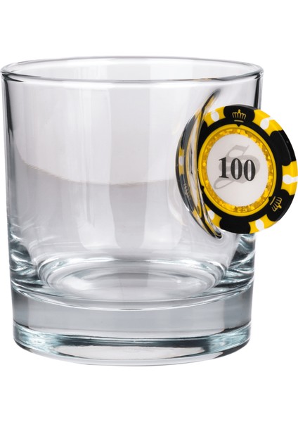 Poker Çipli Fişi Pullu Özel Viski Bardağı Çip 300CC