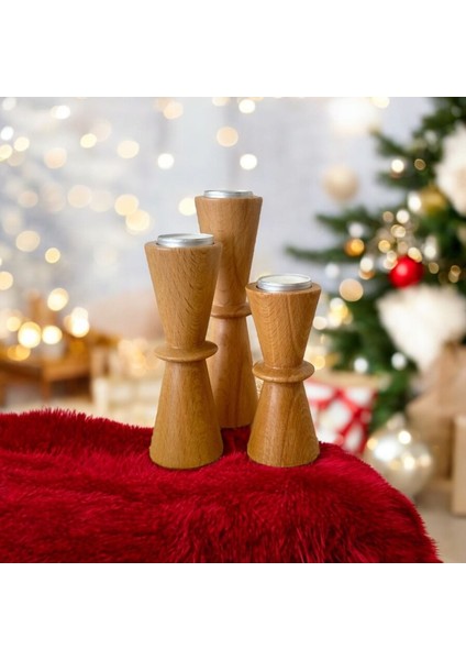 Doğal Gürgen Ağacı Dekoratif Ahşap Kum Saati ve Mumluk Seti fırsatları