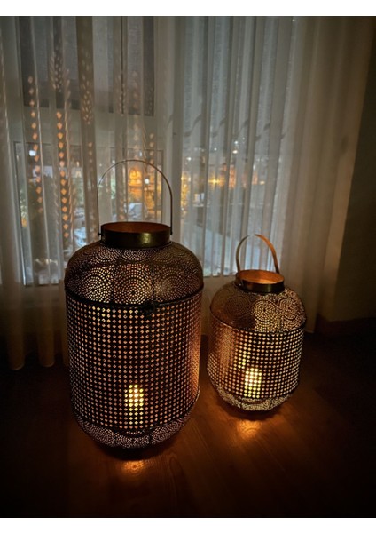 Şık Metal Dekoratif Ikili Mumluk Takımı, Gold Siyah Harelî Tasarım fiyatları