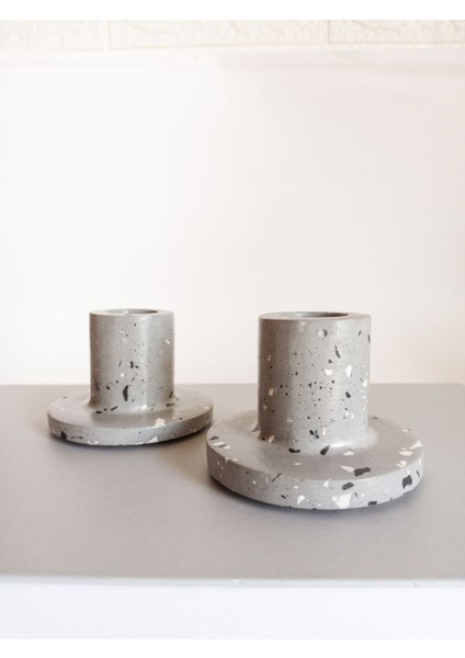 Modern Gri Beton Şamdan Seti, Şık ve Dayanıklı Dekoratif Aksesuarlar. modelleri