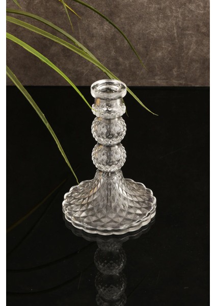 Şeffaf Cam Şamdan Orta Dekoratif Kristal Görünümlü Mumluk fiyatları