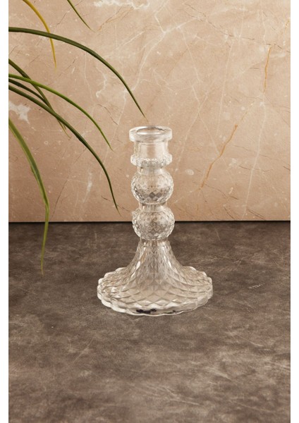 Şeffaf Cam Şamdan Orta Dekoratif Kristal Görünümlü Mumluk fırsatları