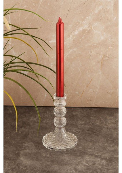 Şeffaf Cam Şamdan Orta Dekoratif Kristal Görünümlü Mumluk indirimleri