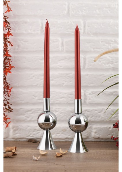 Iki Parçalı Küçük Gümüş Renk Metal Mumluk Seti, Şık ve Dekoratif Tasarım fiyatları