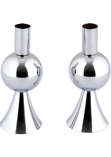 Iki Parçalı Küçük Gümüş Renk Metal Mumluk Seti, Şık ve Dekoratif Tasarım fırsatları