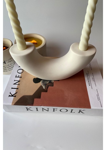 Yarım Ay Beton Şamdan Vazo, Şık ve Modern Dekorasyon Aksesuarı fiyatları