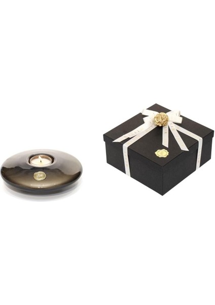 Siyah Cam Mumluk ve Tealight Seti, Şık ve Dekoratif Sıvama Kutuda