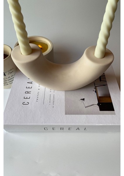 Yarım Ay Tasarımlı Beton Vazo ve Şamdan, Şık ve Modern Dekorasyon Parçası fiyatları