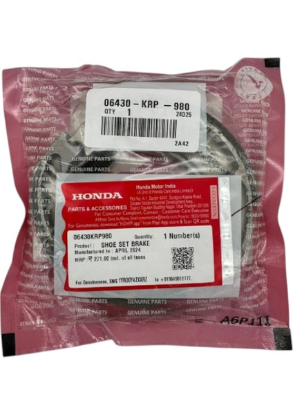 Arka Fren Balatası Kampana Orjinal 06430-K44-V80 Honda Spacy 110 Alpha 110 Dio 110 Activa 125 S Fizy 125 Pcx 125