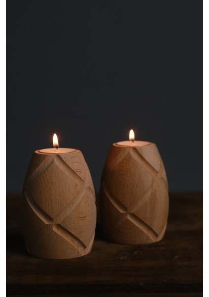 Ahşap Mumluk Seti, Şık ve Doğal Dekorasyon Için Idealdir