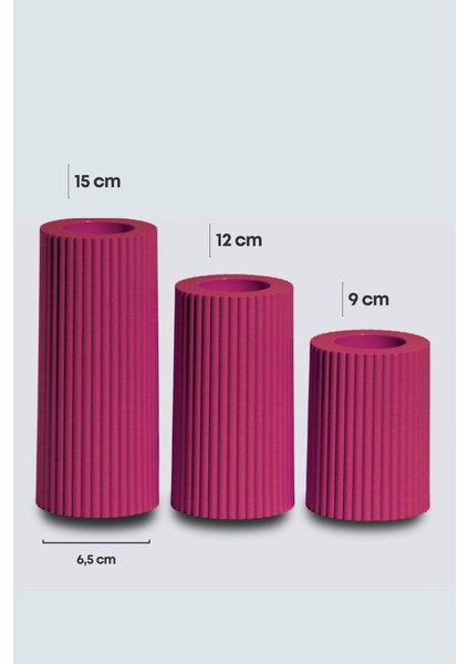 3'lü Bordo Dekoratif Mumluk Seti, Tealight ve Abs Plastik Malzeme fırsatları