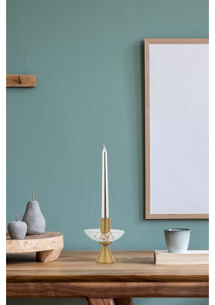 Şık Eskitme Beyaz Mumluk ve Tabak Takımı, Zarif Dekorasyon Aksesuarı fiyatları