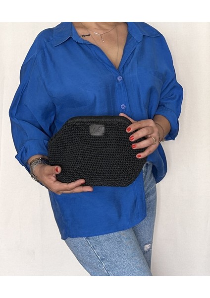 Iris Kadın Burslu Astarlı Kağıt Ip Çanta , Hasır Örgü Clutch, El Çantası, Portföy modelleri