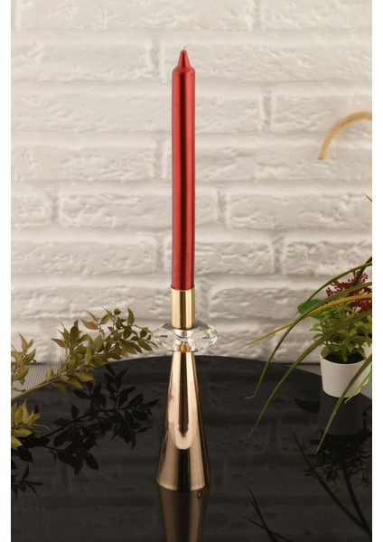 Şamdan, Kristal Taşlı, Gold Kaplama, Dekoratif Metal Mumluk, Şık ve Zarif Tasarım fırsatları