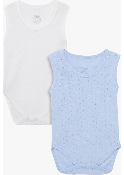 Yenidoğan - 5 Yaş Bisiklet Yaka Pamuklu Erkek Bebek Jakarlı Çıtçıtlı Body 4'lü LG-2048-5