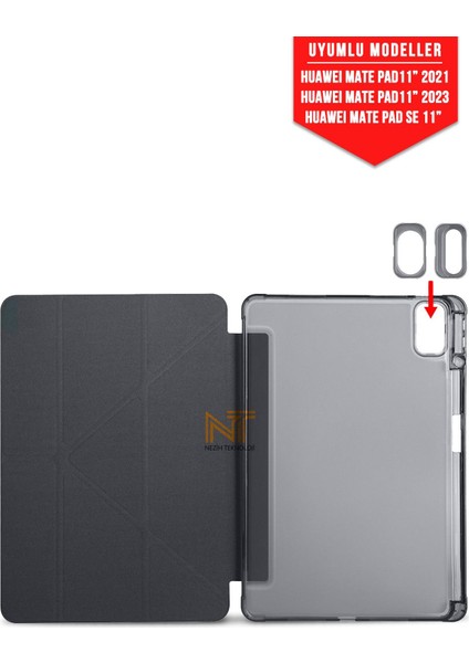 Huawei Mate Pad 11 2021 / 11 2023 / Mate Pad Se 11 Inç Uyumlu Kalem Bölmeli Uyku Modlu Akıllı Kılıf modelleri