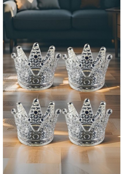 4'lü Şeffaf Kristal Mumluk ve Küllük Seti, Şık ve Parlak Dekorasyon Aksesuarları fiyatları