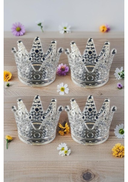 4'lü Şeffaf Kristal Mumluk ve Küllük Seti, Şık ve Parlak Dekorasyon Aksesuarları indirimleri