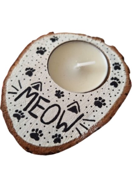 Renkli Kedi Temalı Kütük Tasarım Mumluk, Sevimli ve Şık Dekorasyon Parçası fiyatları