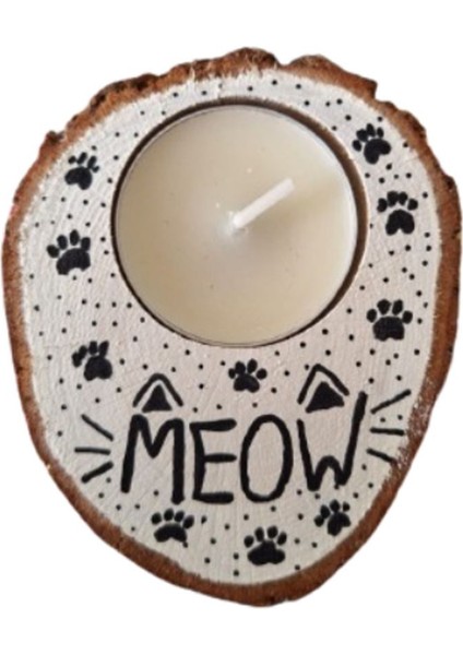 Renkli Kedi Temalı Kütük Tasarım Mumluk, Sevimli ve Şık Dekorasyon Parçası fırsatları