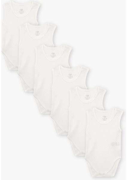 Yenidoğan - 5 Yaş Bisiklet Yaka Pamuklu Kız Bebek Jakarlı Çıtçıtlı Body 6'lı LG-2048-8