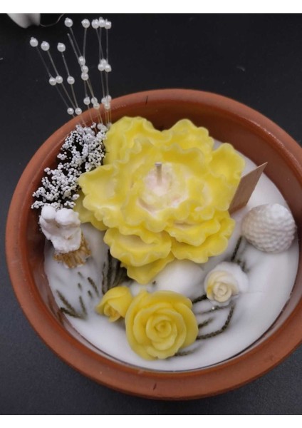 Sarı Gül Figürlü Soyawax Elyapımı Mum, Şık ve Doğal Dekor Ürünü modelleri