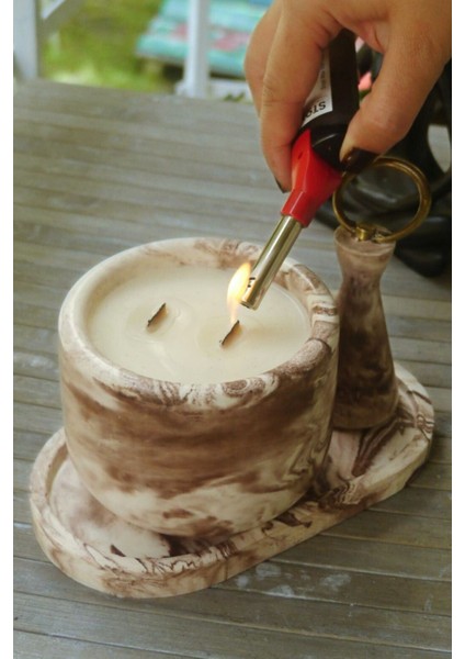 Kahve Beyaz Beton Mum Hediye Seti, Şık ve Zarif Dekorasyon Için Ideal fiyatları