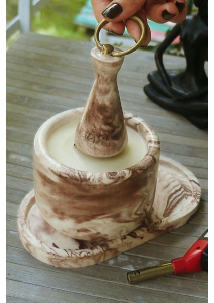 Kahve Beyaz Beton Mum Hediye Seti, Şık ve Zarif Dekorasyon Için Ideal modelleri