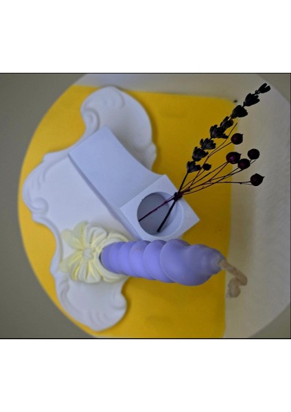 Mor Spiral Mumlu Fiyonk Şamdan ve Dekoratif Sunum Tabağı Seti fiyatları