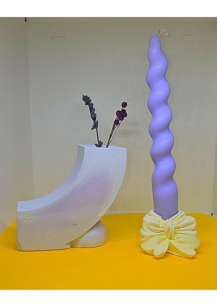 Mor Spiral Mumlu Fiyonk Şamdan ve Dekoratif Sunum Tabağı Seti modelleri