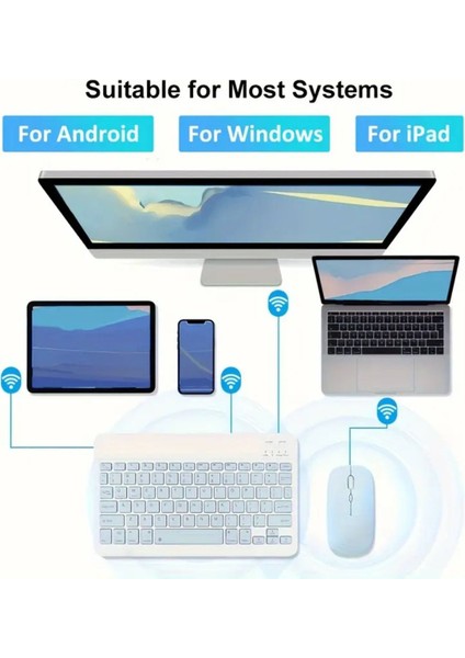 Pc/notebook/macbook Uyumlu Kablosuz Şarj Edilebilir Klavye Mouse Seti Sessiz Türkçe Karakter Klavye